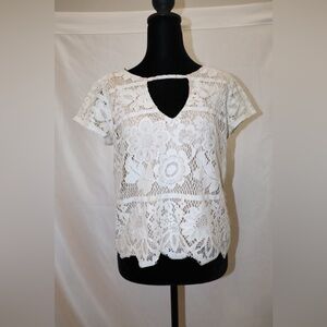 Express Blouse Women’s Small White Lace Cut Out Detail